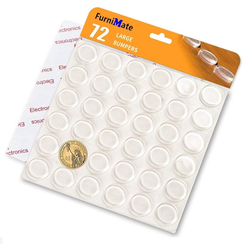 FURNIMATE Glass Table Top Anti Slip Pads Self Adhesive- Rubber Feet for Cutting Board Large 72PCS 4/5 inch, Glass Table Top Bumpers - Image 1